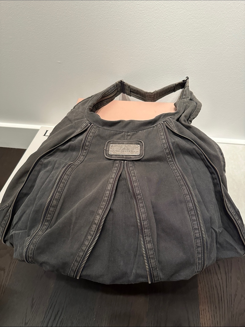 Stella McCartney x Adidas Washed Gray Canvas Hobo Bag